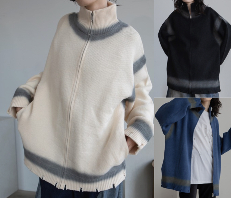 VACANCY(ヴァカンシー)ホワイトのハイネックジップニット