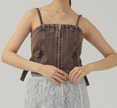 Ray BEAMS(レイビームス)ブラウン系のデニムビスチェ