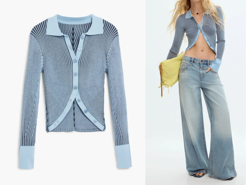 desigualブルーのカーディガン