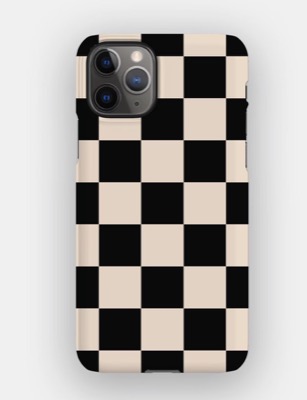 白黒のチェック柄スマホケース