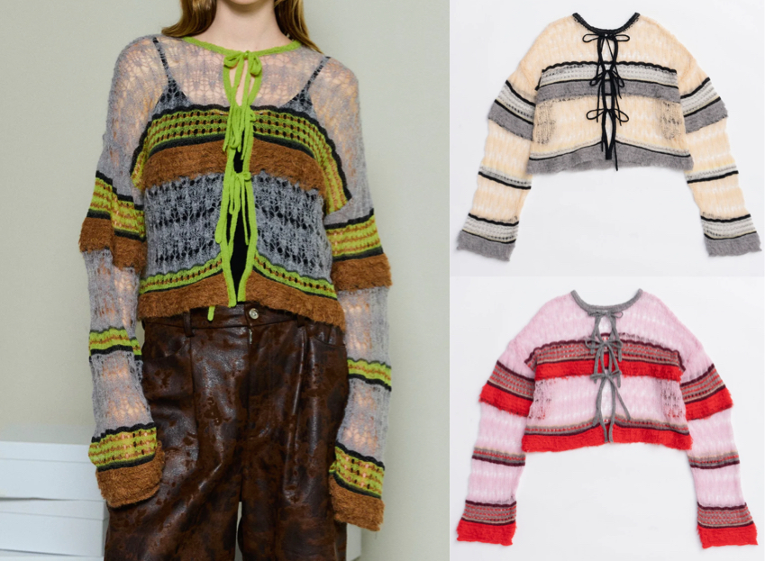 MAISON SPECIAL(メゾンスペシャル)カーキのリボンカーディガン