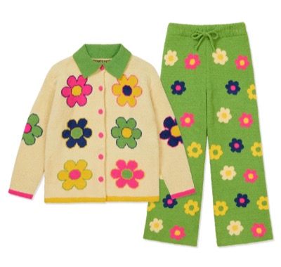 wiggle wiggle(ウィグルウィグル)アイボリーxグリーンの花柄パジャマ