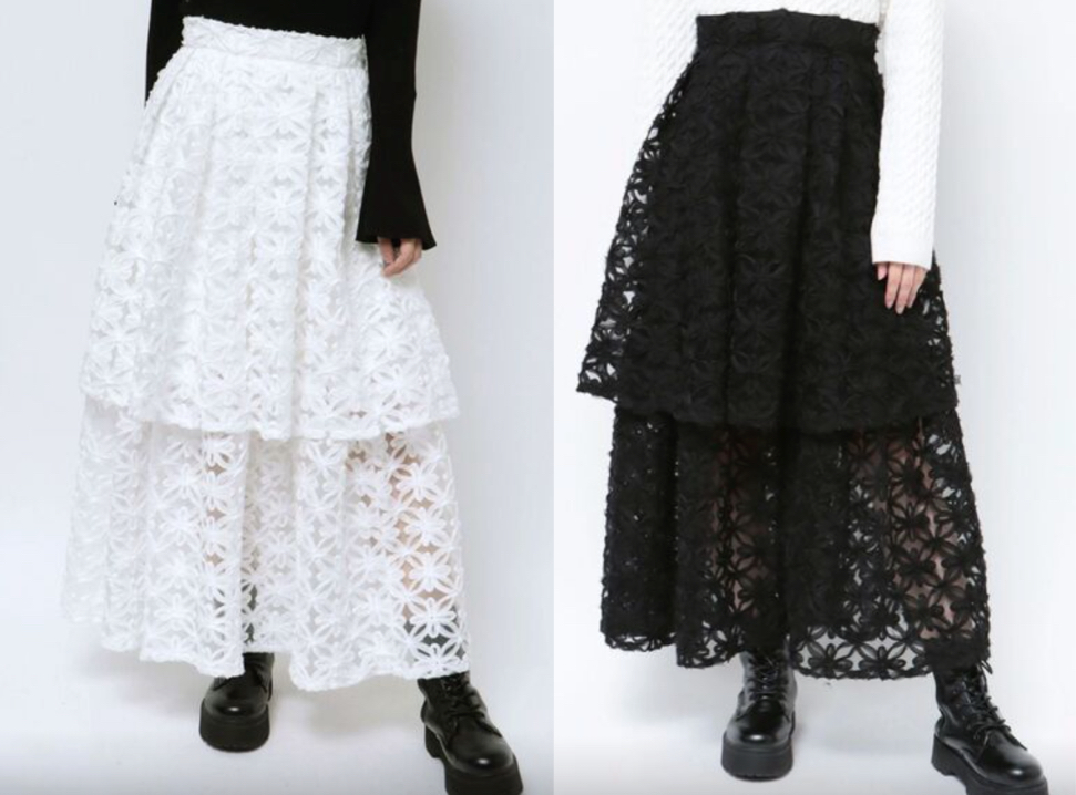 CALNAMUR(カルナムール)ホワイトのフラワースカート