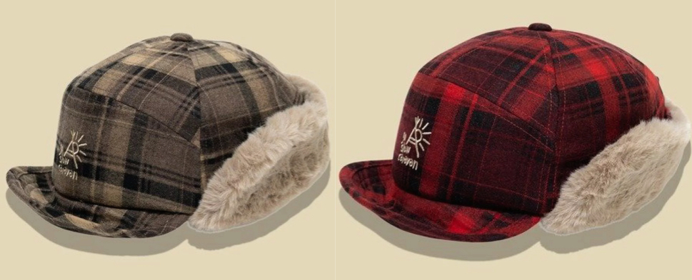 go slow caravan（ゴースローキャラバン）ベージュのチェック柄ボアキャップ