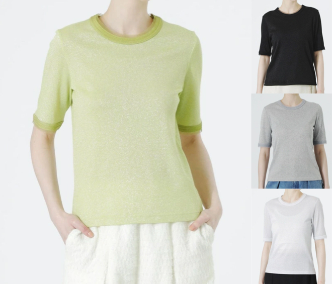 LOVELESS(ラブレス)ライトグリーンのラメTシャツ