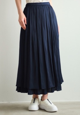 LOUNIE(ルーニィ)ネイビーのギャザーティアードスカート
