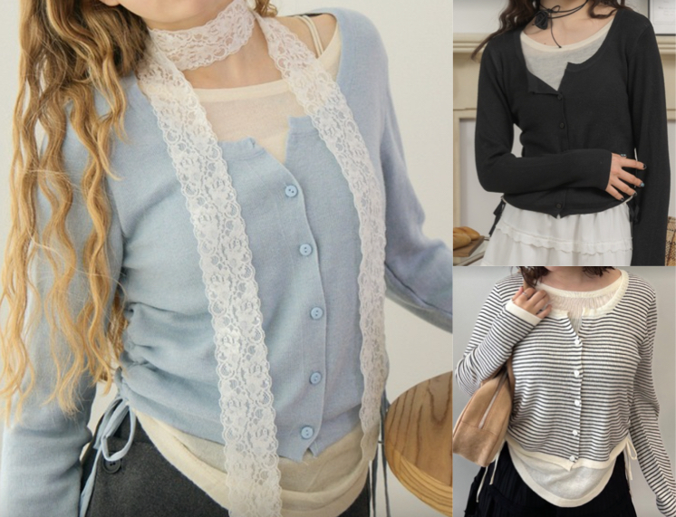 Birthday room(バースデイルーム)ライトブルーのレイヤードカーディガン