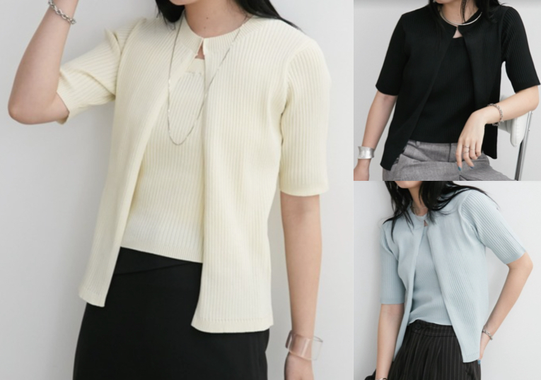 Aunt Marie's(アントマリーズ)アイボリーのフェイクレイヤードニット