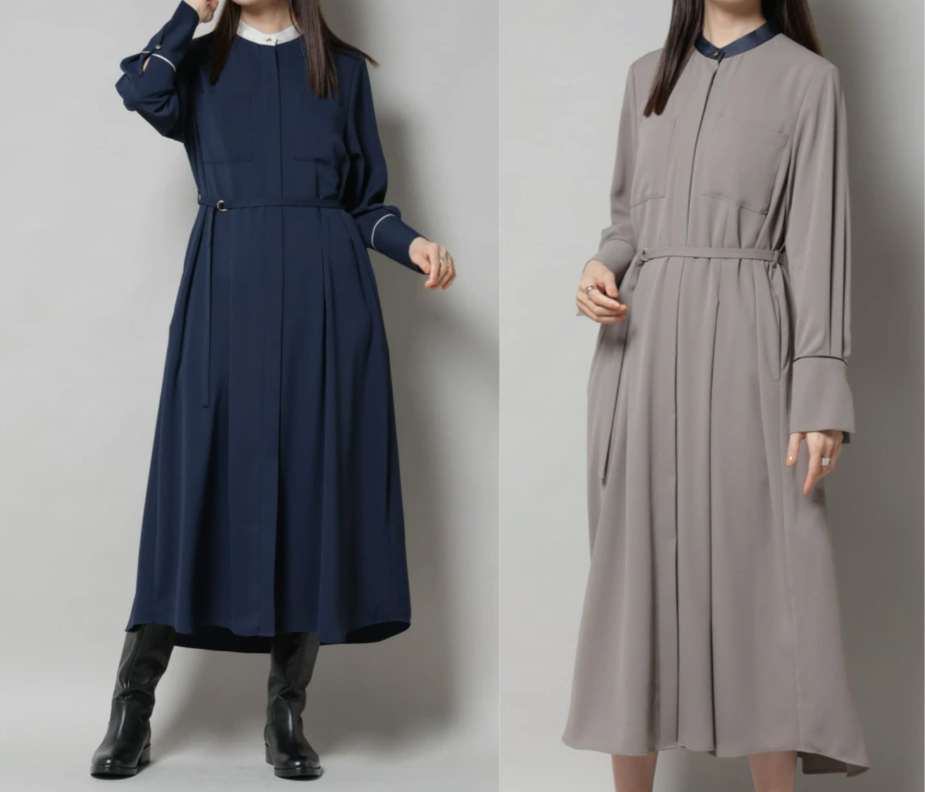 NANO universe(ナノユニバース)ネイビーのバイカラーワンピース