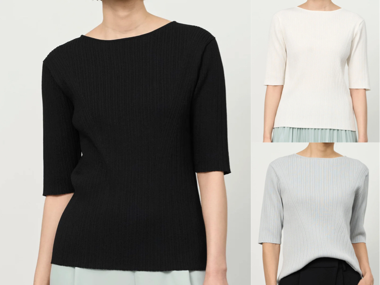 soeju(ソージュ)ブラックの5分袖リブニット