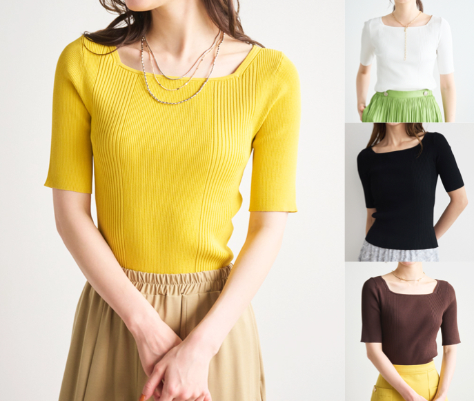 LOUNIE(ルーニィ)イエローのクルーネックニット