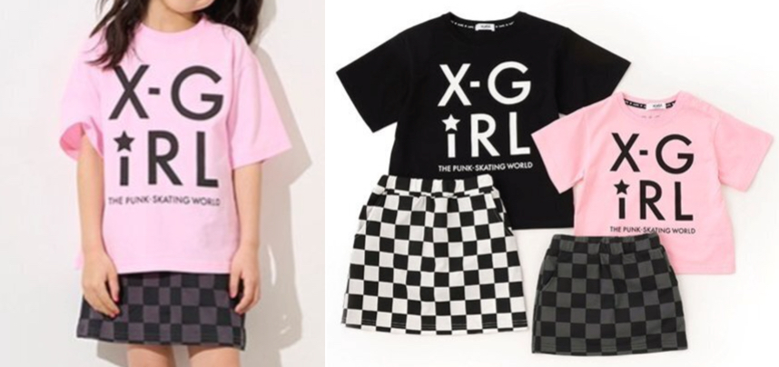 X-girl Stages（エックスガールステージズ）ピンクのロゴTシャツ