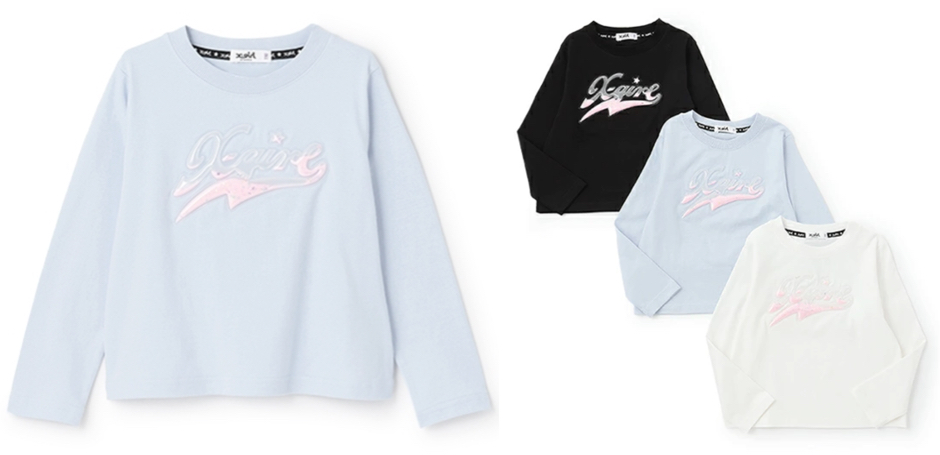 X-girl Stages（エックスガールステージズ）サックスブルーのロゴロンT