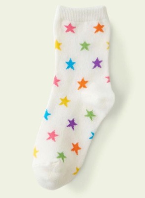 靴下屋（くつしたや）ホワイトのカラフル星柄ソックス