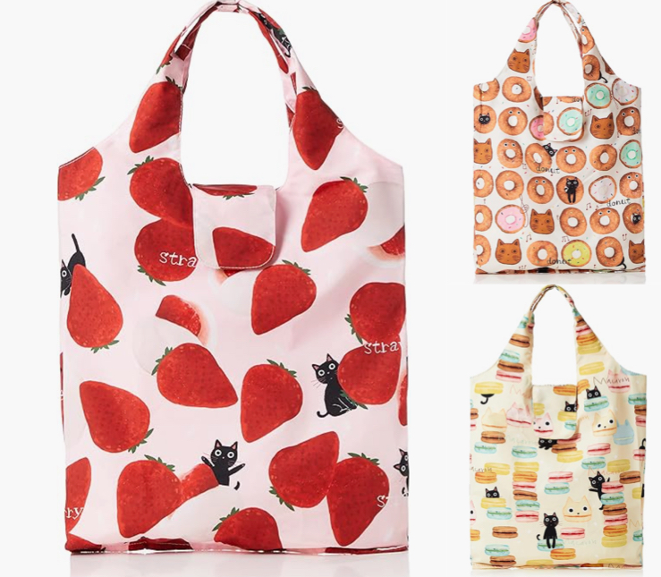 いちご柄のエコバッグ
