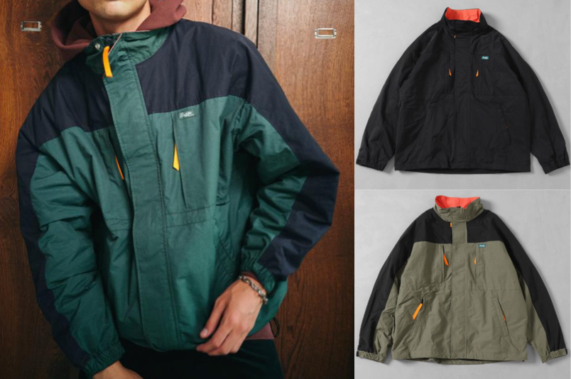 BUKTA(バクタ)グリーンの切替スタンドネックジャケット