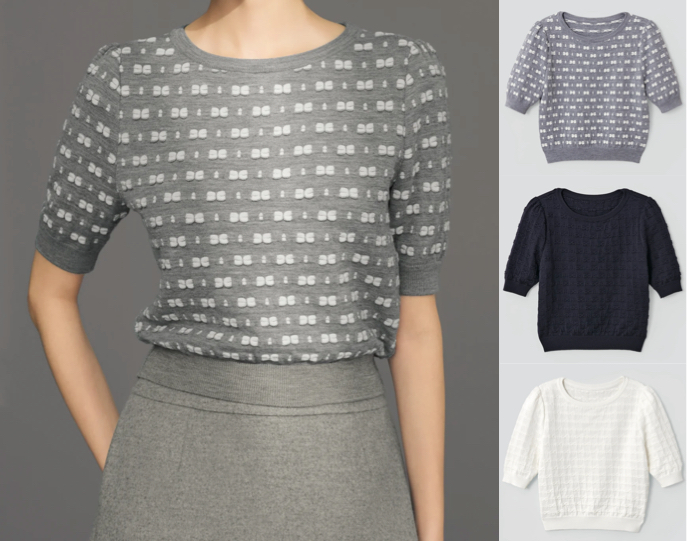 FOXEY(フォクシー)グレーの総柄ニット