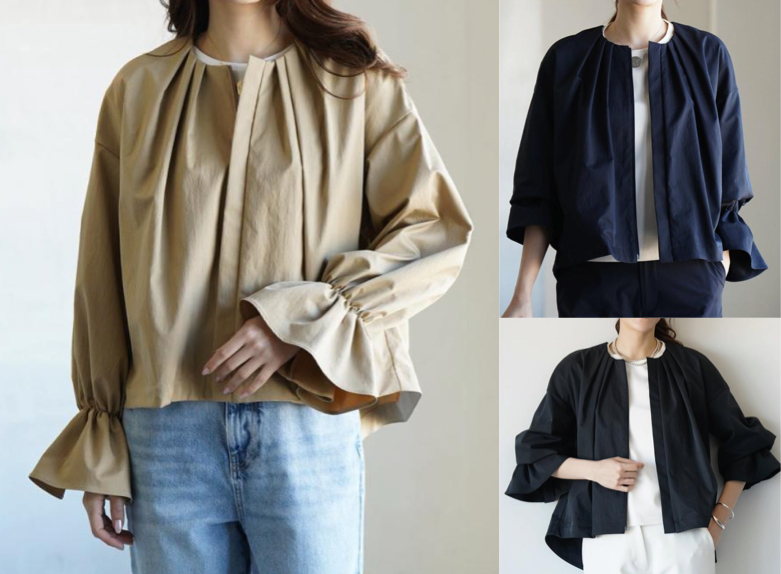 ヴィリーナベージュのフリル袖ブルゾン