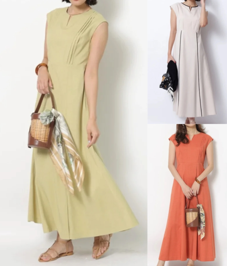 JUSGLITTY(ジャスグリッティー)イエローのピンタックナローワンピース