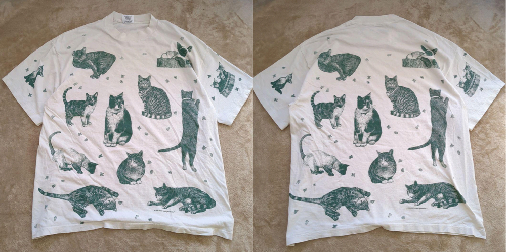 USA製 ヴィンテージ 総柄 猫 Tシャツ
