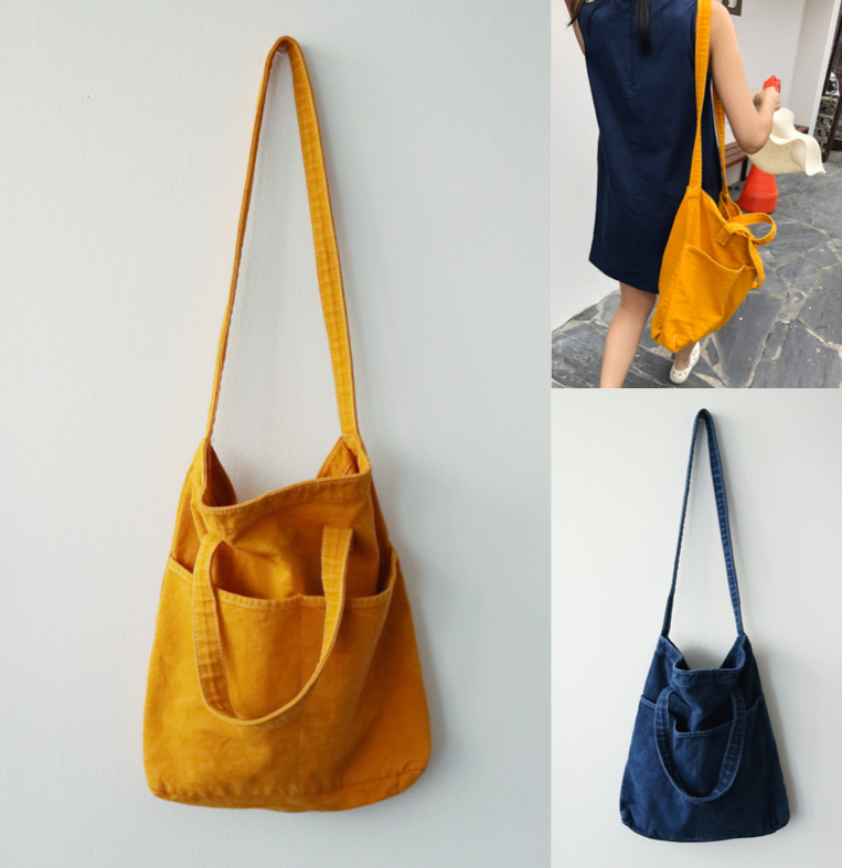thelbmイエローのキャンバスバッグ
