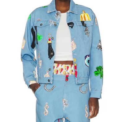 SKY HIGH FARMライトブルーのチャームデニムジャケット