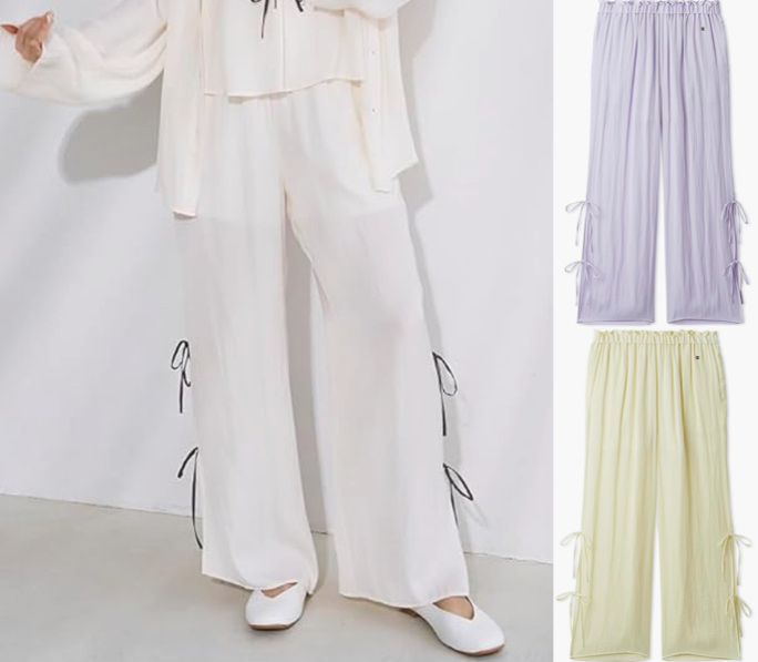 gelato pique（ジェラート ピケ）ホワイトのサイドリボンパンツ