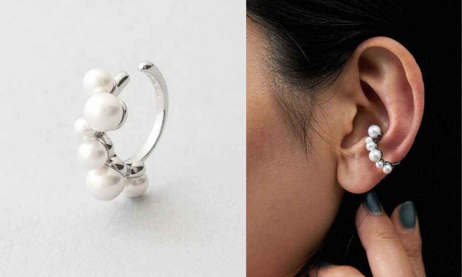 Jouete(ジュエッテ)シルバーのパールイヤカフ