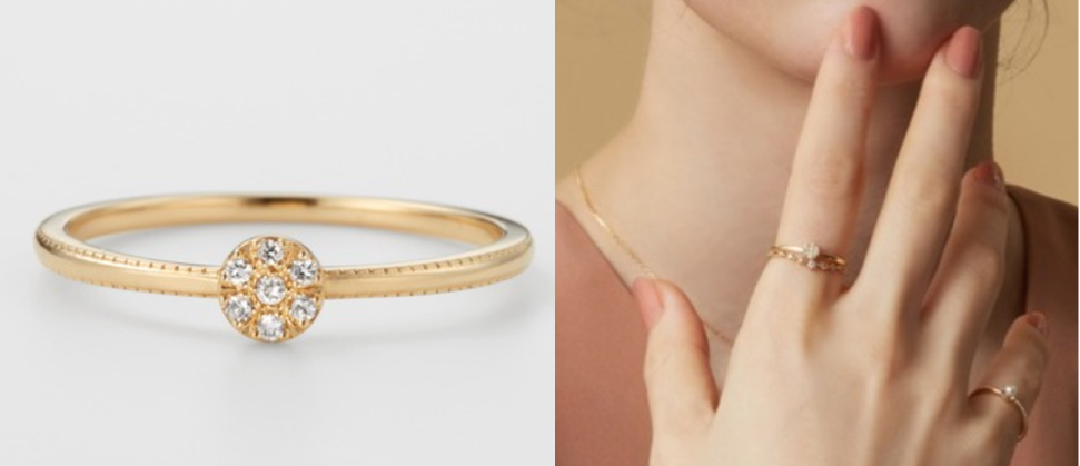 agete(アガット)ゴールドxダイヤのリング