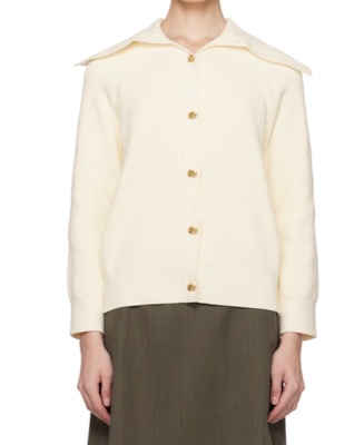 Bottega Veneta（ボッテガヴェネタ）オフホワイトの襟付きカーディガン