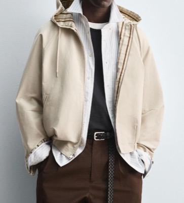 ZARA（ザラ）ライトベージュのリバーシブルチェック柄ジャケット