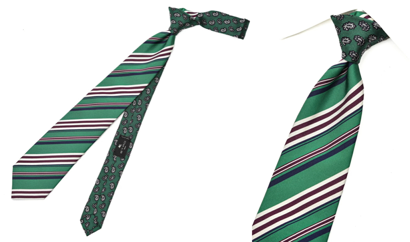 ETRO（エトロ）グリーンのペイズリー柄ネクタイ
