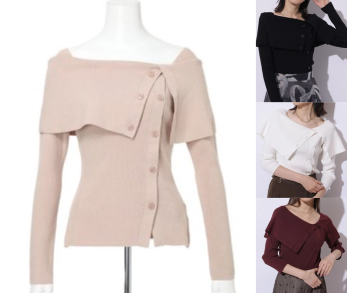 Mystrada（マイストラーダ）ピンクのケープカラーニット