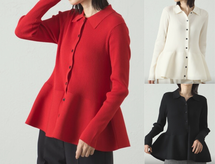 CAST:（キャストコロン）赤いペプラムニット