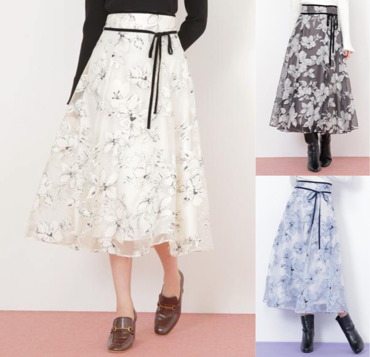 JILL by JILLSTUART（ジル バイ ジルスチュアート）ホワイトのフラワースカート