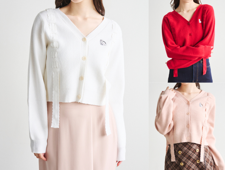 LILLIAN CARAT(リリアンカラット)ホワイトの刺繍ニットカーディガン