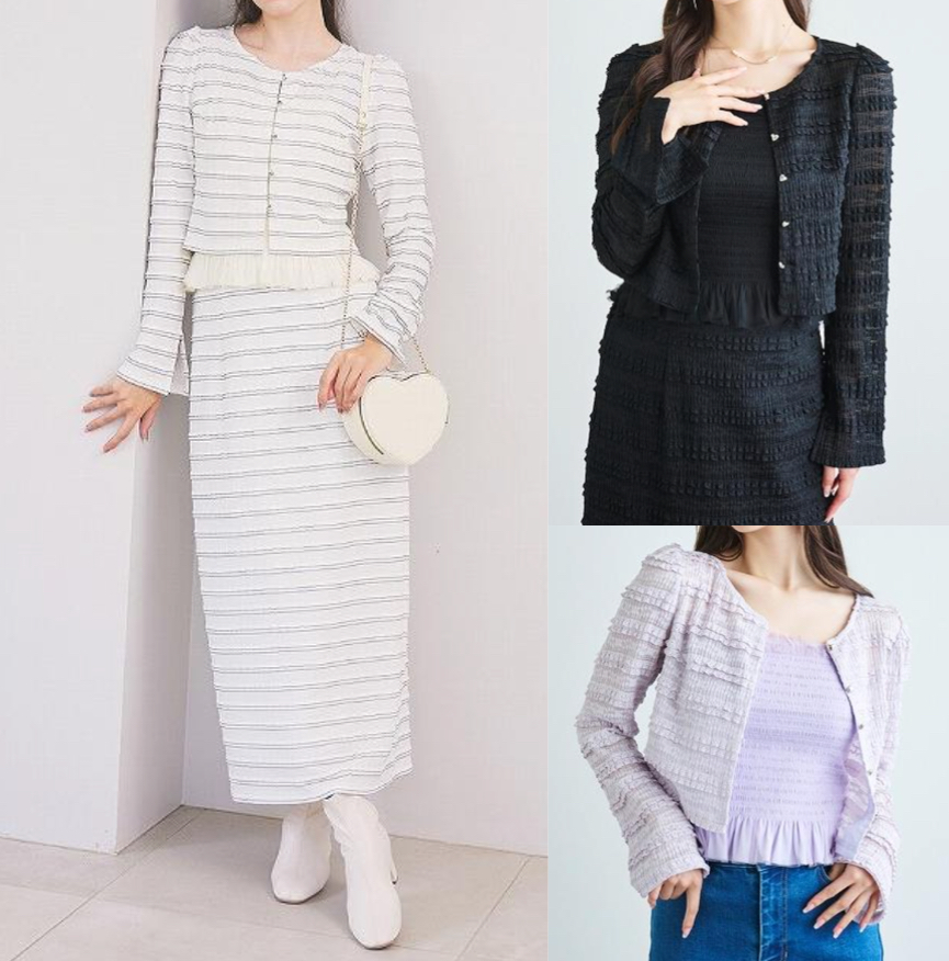 LILLIAN CARAT(リリアンカラット)アイボリーのボーダーカーディガン