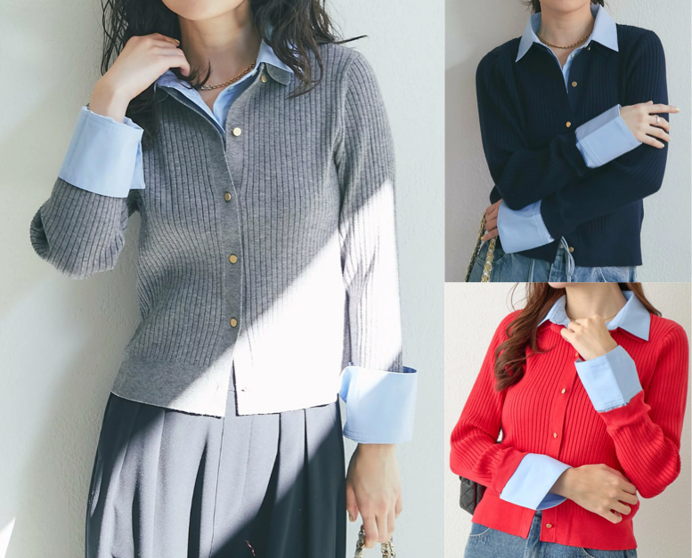 La boutique BonBon(ラブティックボンボン)グレーのリブニットカーディガン