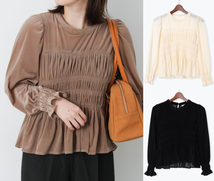 Te chichi（テテチ）モカブラウンのベロアブラウス