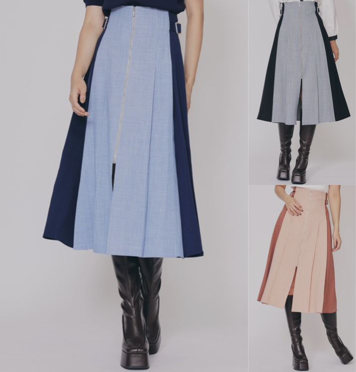 REDYAZEL（レディアゼル）ブルー系のフロントジップバイカラースカート