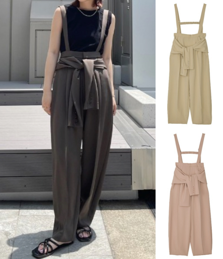 Ameri（アメリ）ブラウンのサスペンダーパンツ