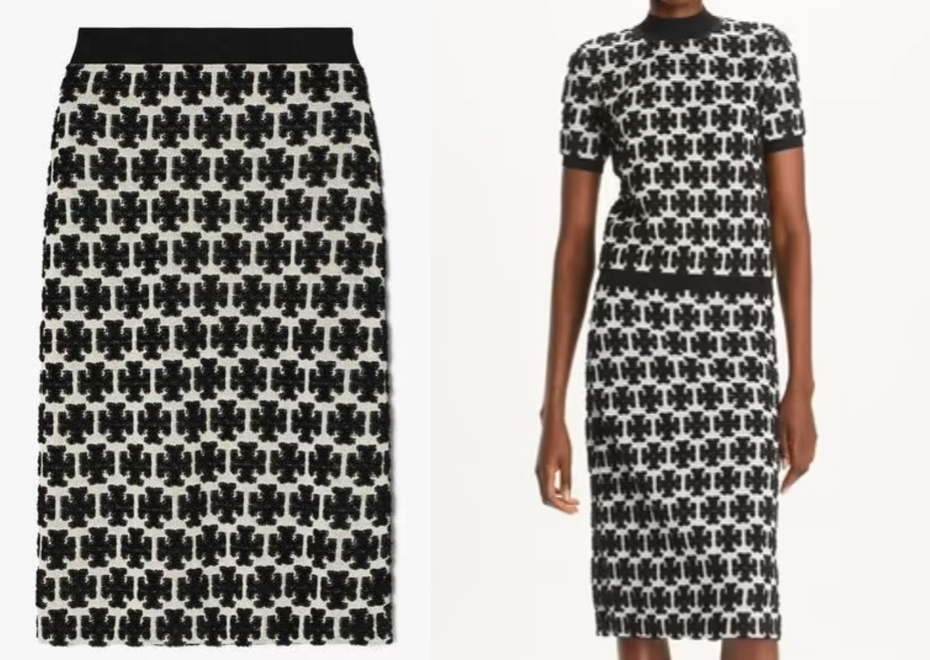 TORY BURCH（トリーバーチ）ブラックxホワイトのロゴスカート