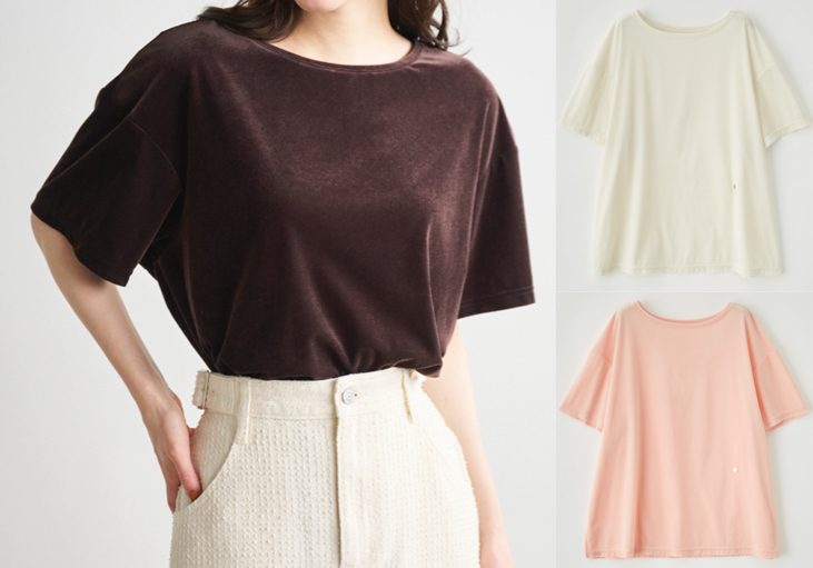 LOUNIE（ルーニィー）ブラウンのベロアTシャツ