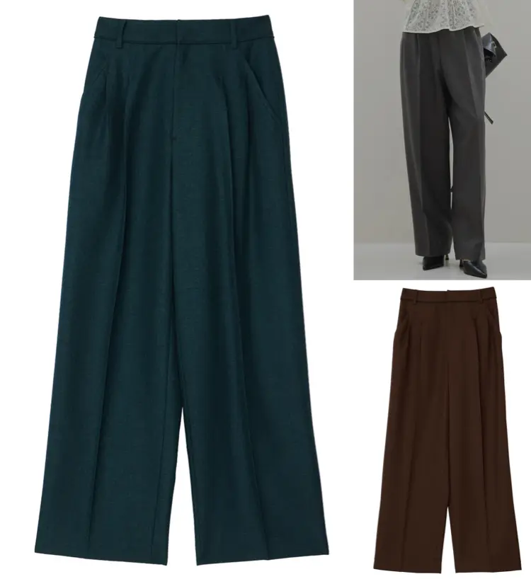 ダークグリーンのパンツ