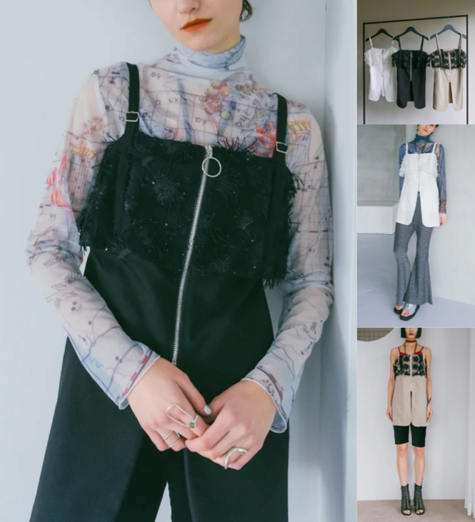 marteブラックの異素材ミックスビスチェ