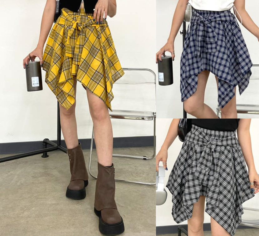 non-hedge(ノンヘッジ)イエローのチェック柄スカート