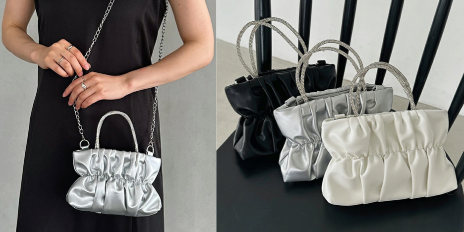 MYMOOD.(マイムード)シルバーのギャザーバッグ