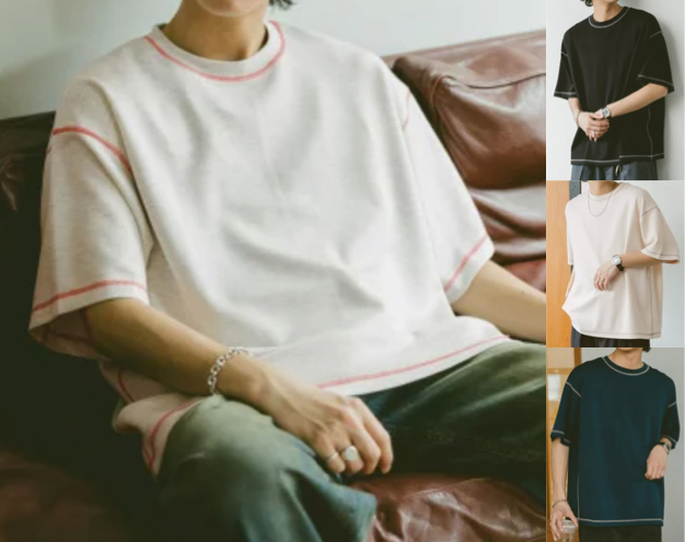 RAGEBLUE（レイジブルー）ホワイトのステッチTシャツ