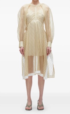 3.1 Phillip Lim(スリーワン フィリップ リム)イエローベージュのチェック柄ワンピース