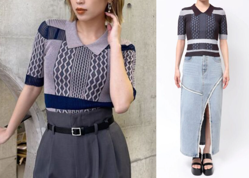 
MURUAパープルの半袖ニット